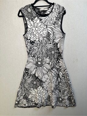 Mary Katrantzou Floral Knit Sleeveless Fit Flare Skater Mini Dress Size M
